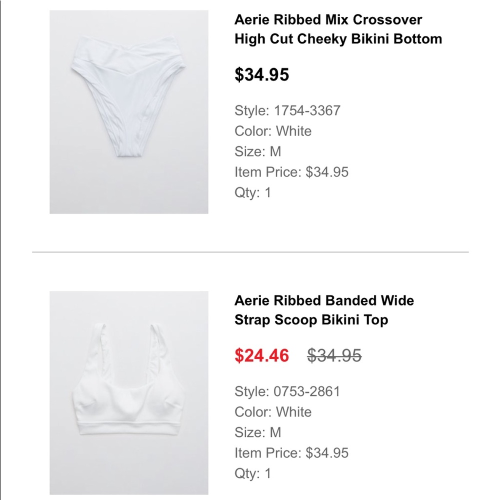 NWT Aerie Ribbed Banded Scoop & V Crossover Cheeky Bikini